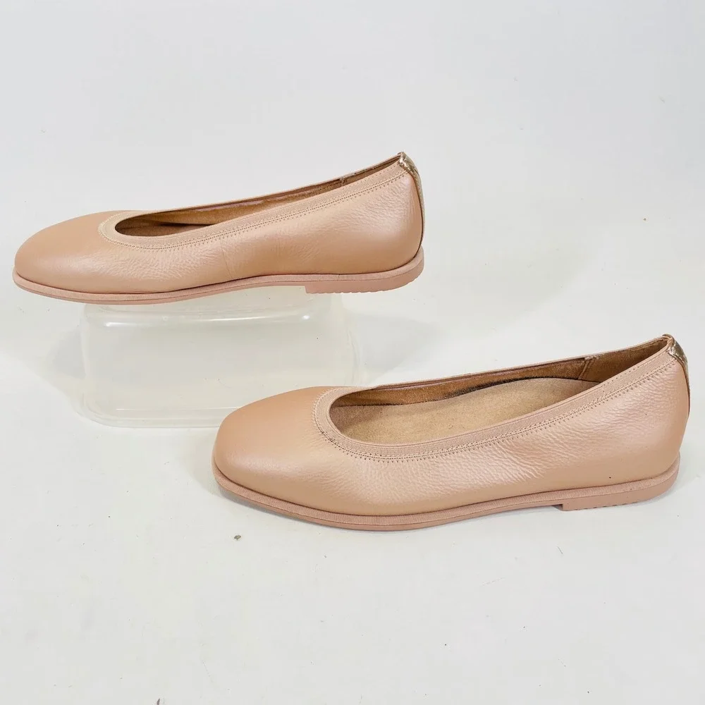 Vionic Caroll 2.0 Ballet Flats Blush Pink Leather Orthotic Shoes Womens 8 Wide
